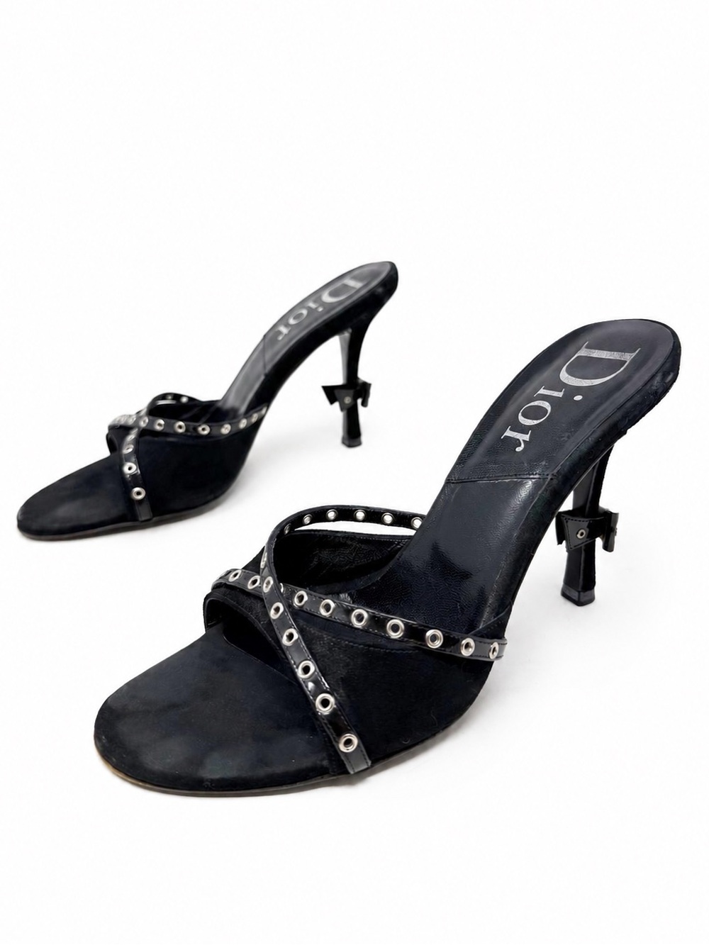 Vintage Christian Dior John Galliano Bondage Black Sandal Mules Size EU 38.5